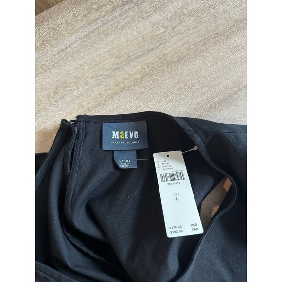 Anthropologie NWT Maeve Cap-Sleeve Slim Midi Dress in Black Size Large - Picture 4 of 6